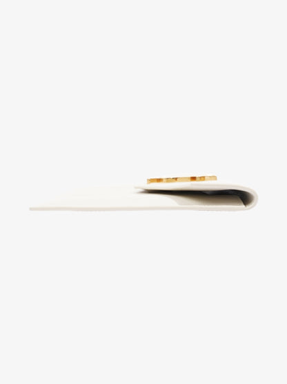 Saint Laurent Uptown Clutch White Grained Leather Medium