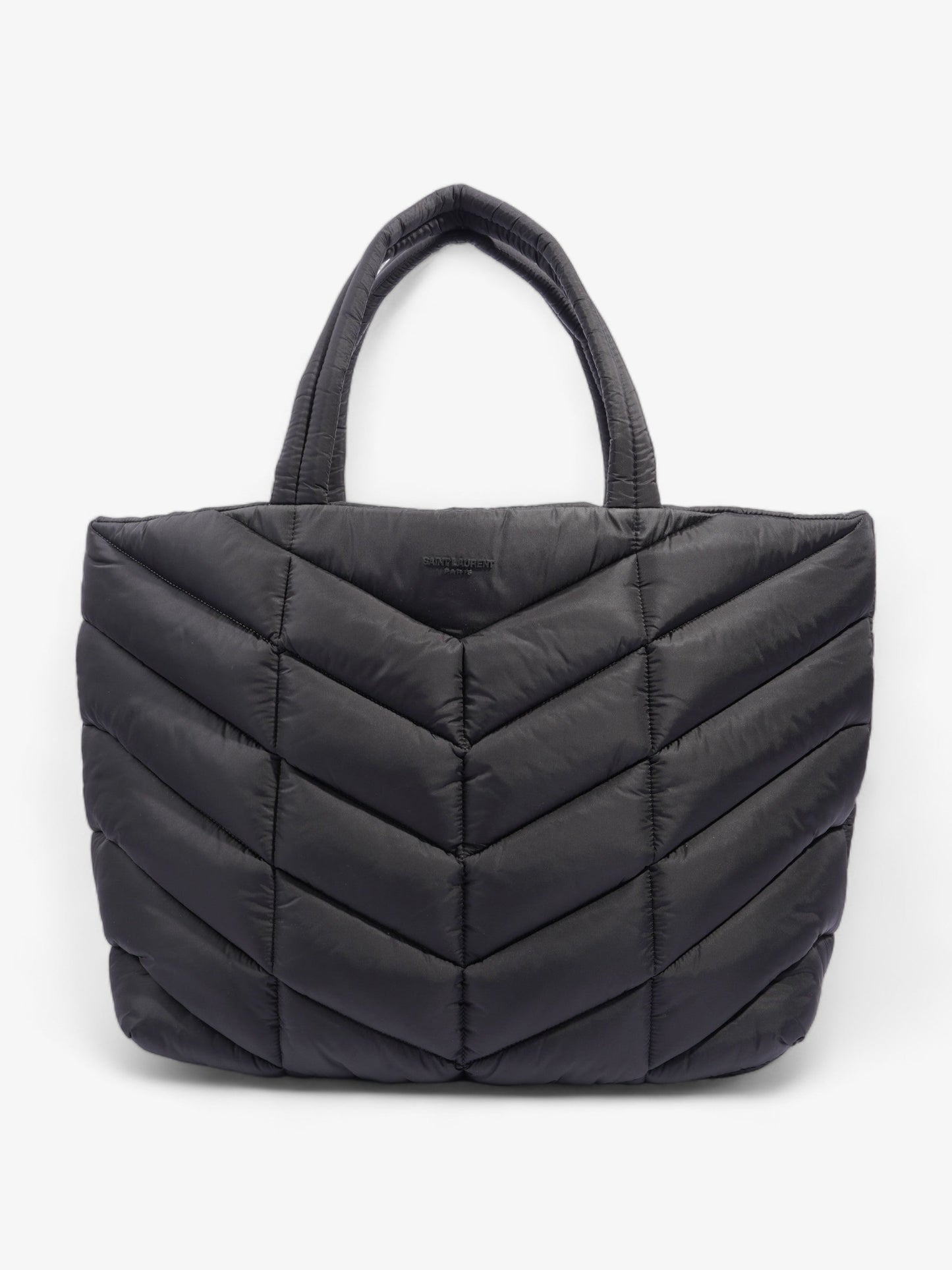Saint Laurent Logo Detailed Puffer Tote Bag Black Polyamide