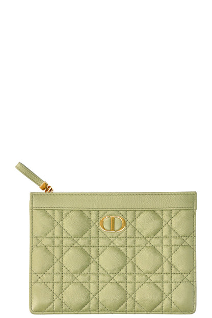 Christian Dior Caro Zipped Pouch With Chain Cedar