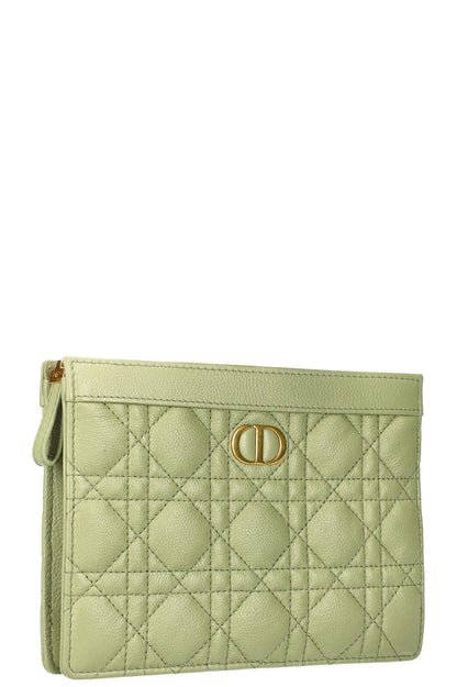 Christian Dior Caro Zipped Pouch With Chain Cedar