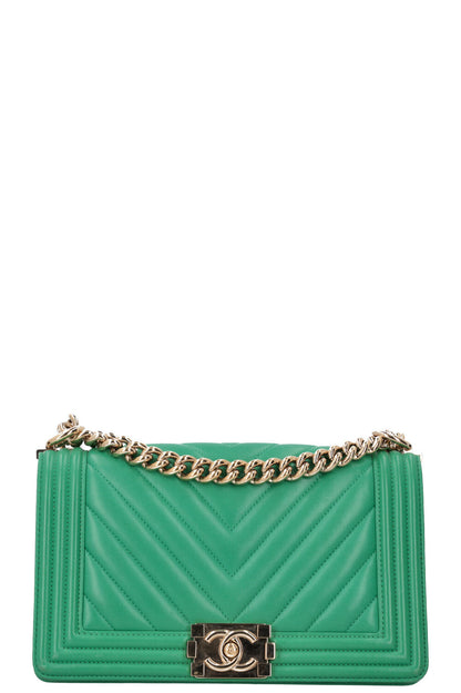 Chanel Boy Bag Medium Chevron Green