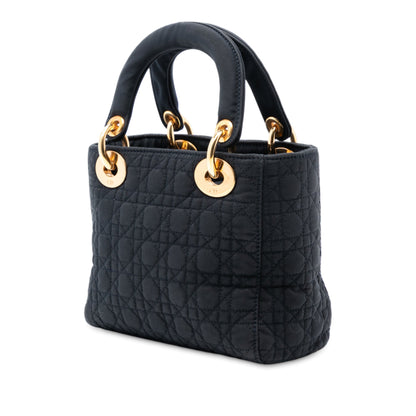 Black Dior Mini Nylon Cannage Lady Dior Satchel