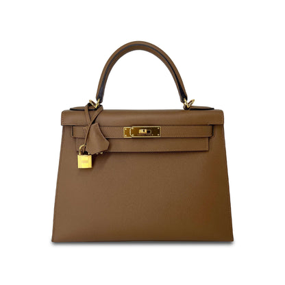 Top Quality Luxury Hermes Kelly Alezan Epsom Leather Designer Bag K28 Ghw