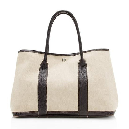 Luxury Hermes Canvas Leather Garden Party 36 Tote