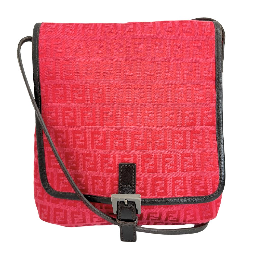 Fendi Luxury Canvas Red Shoulder Bag Style 54