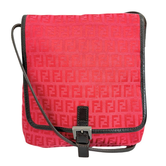 Fendi Luxury Canvas Red Shoulder Bag Style 54