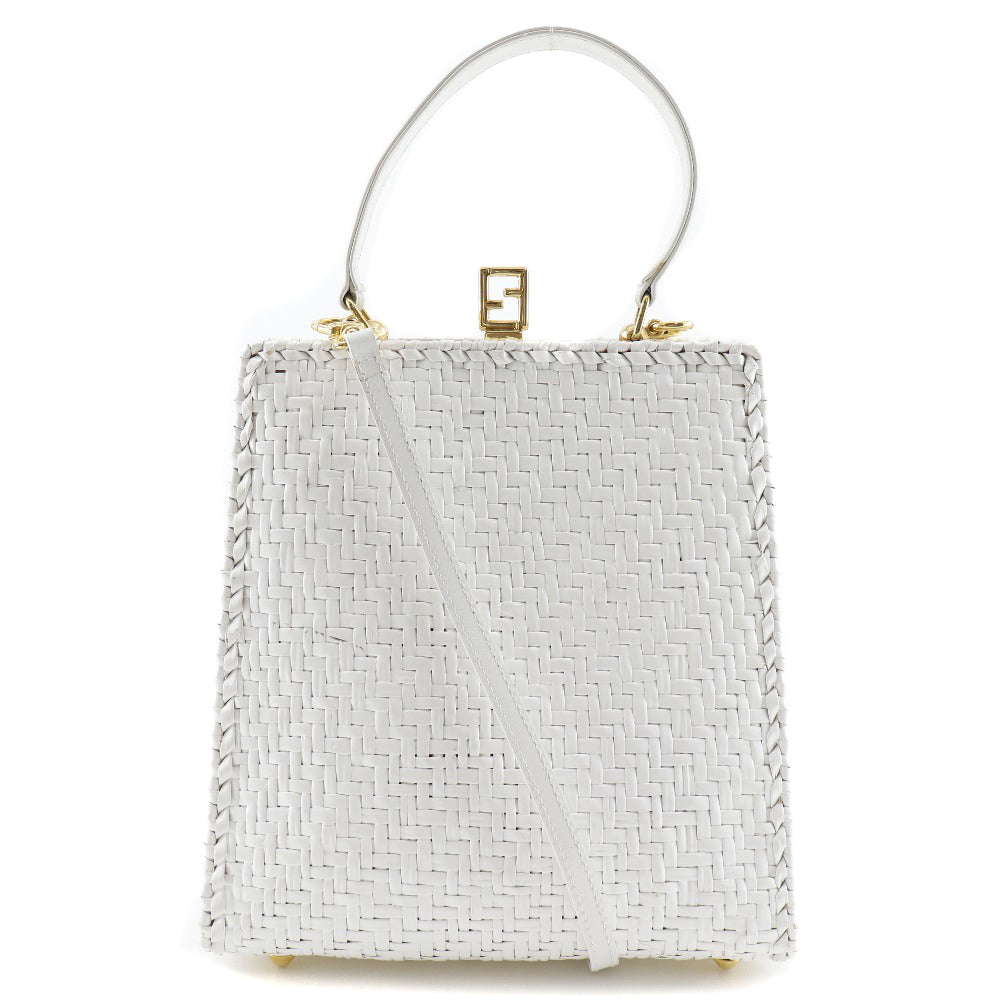 Fendi Leather Handbag White 2Way