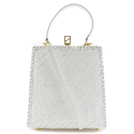 Fendi Leather Handbag White 2Way