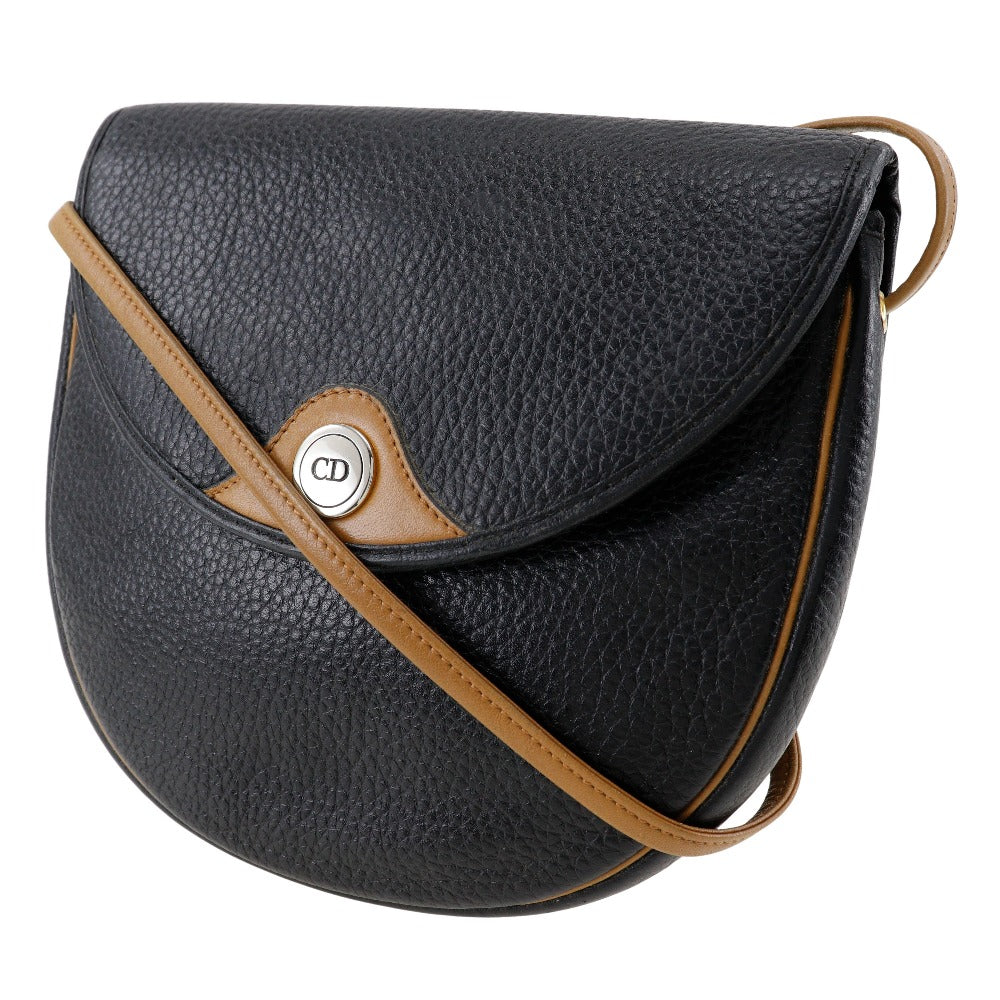 Christian Dior Shoulder Bag Calfskin black Pochette CD logo Women