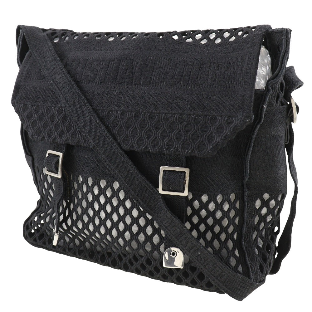 Christian Dior Shoulder Bag canvas black mesh Messenger Women