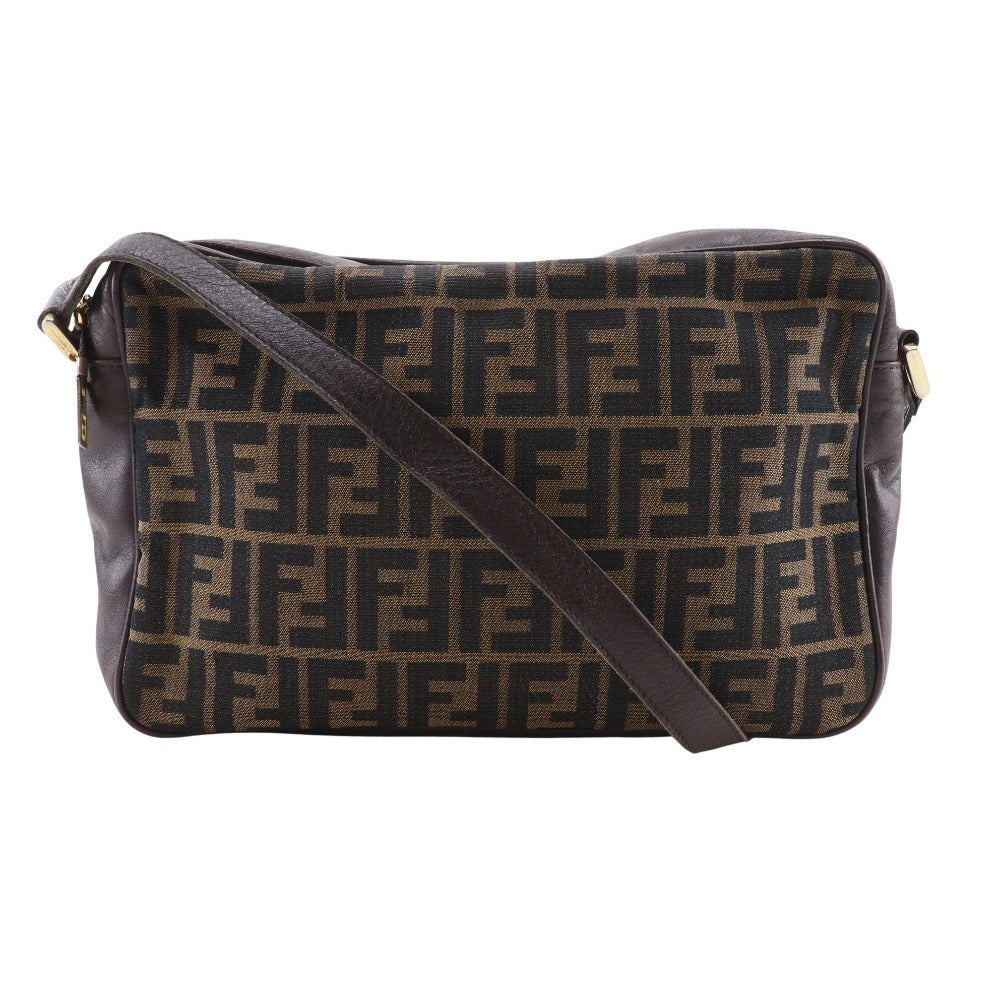 Fendi Zucca Nylon Canvas Leather Shoulder Bag