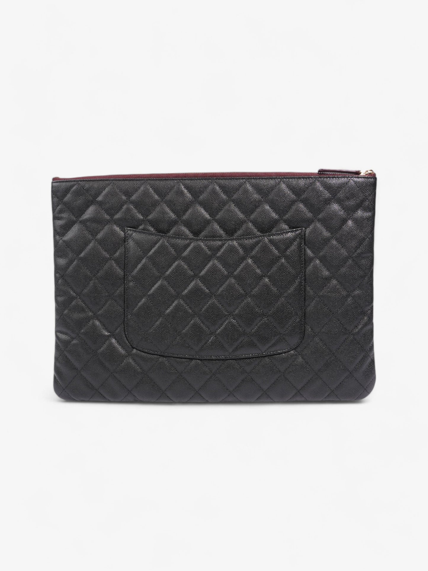 Chanel Clutch Pouch Black Caviar Leather Large