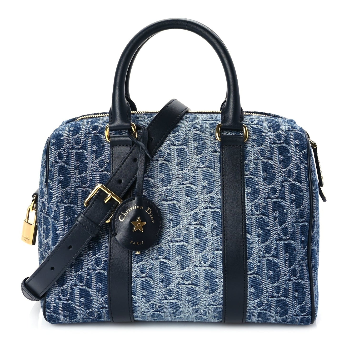 Christian Dior Denim Oblique Groove 25 Bag Blue Denim