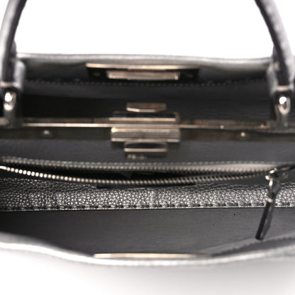 Fendi Cuoio Romano Lux Selleria Medium Peekaboo Iconic Satchel Argento