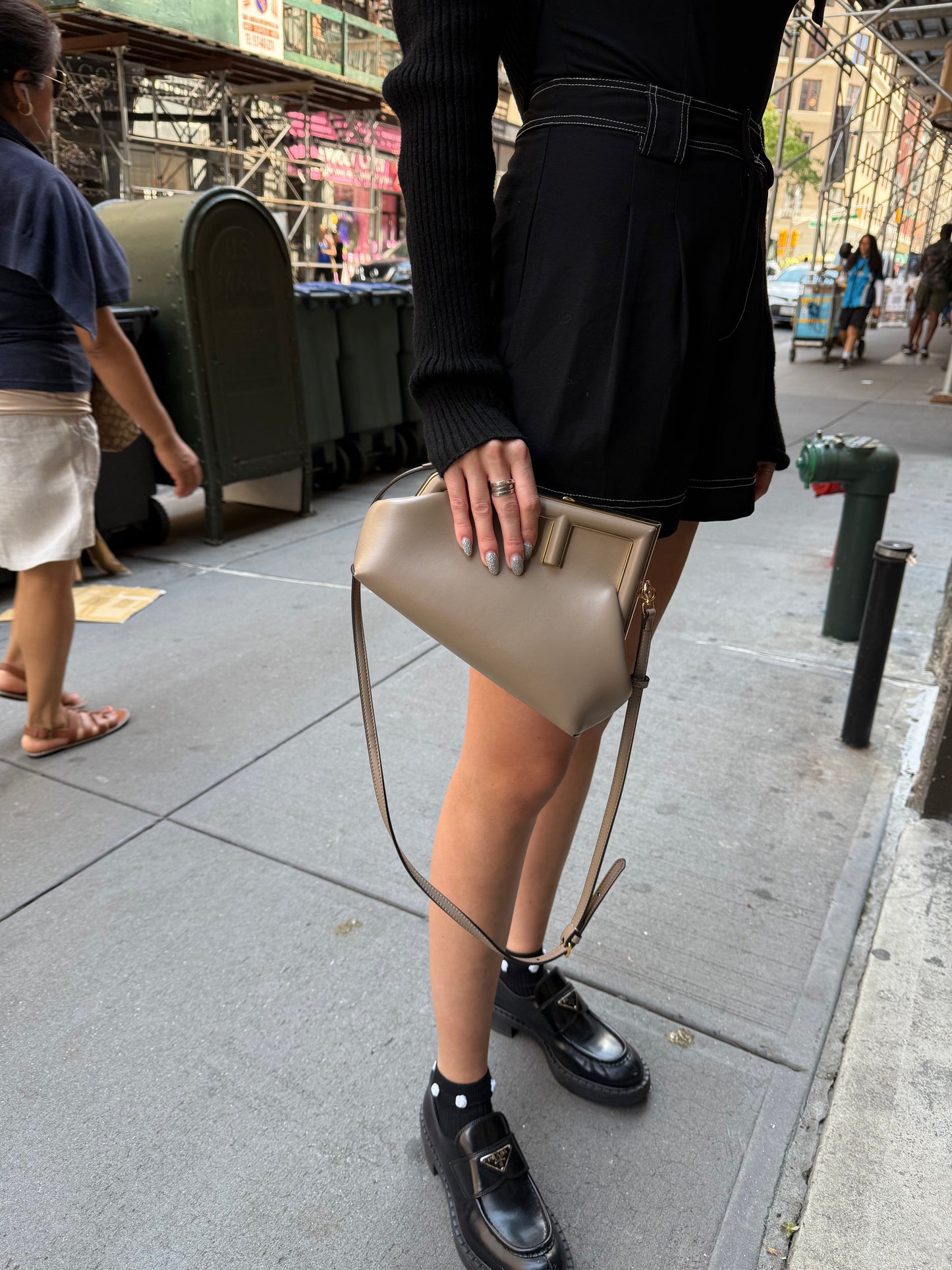 Fendi First Nappa Leather Sand Shoulder Bag