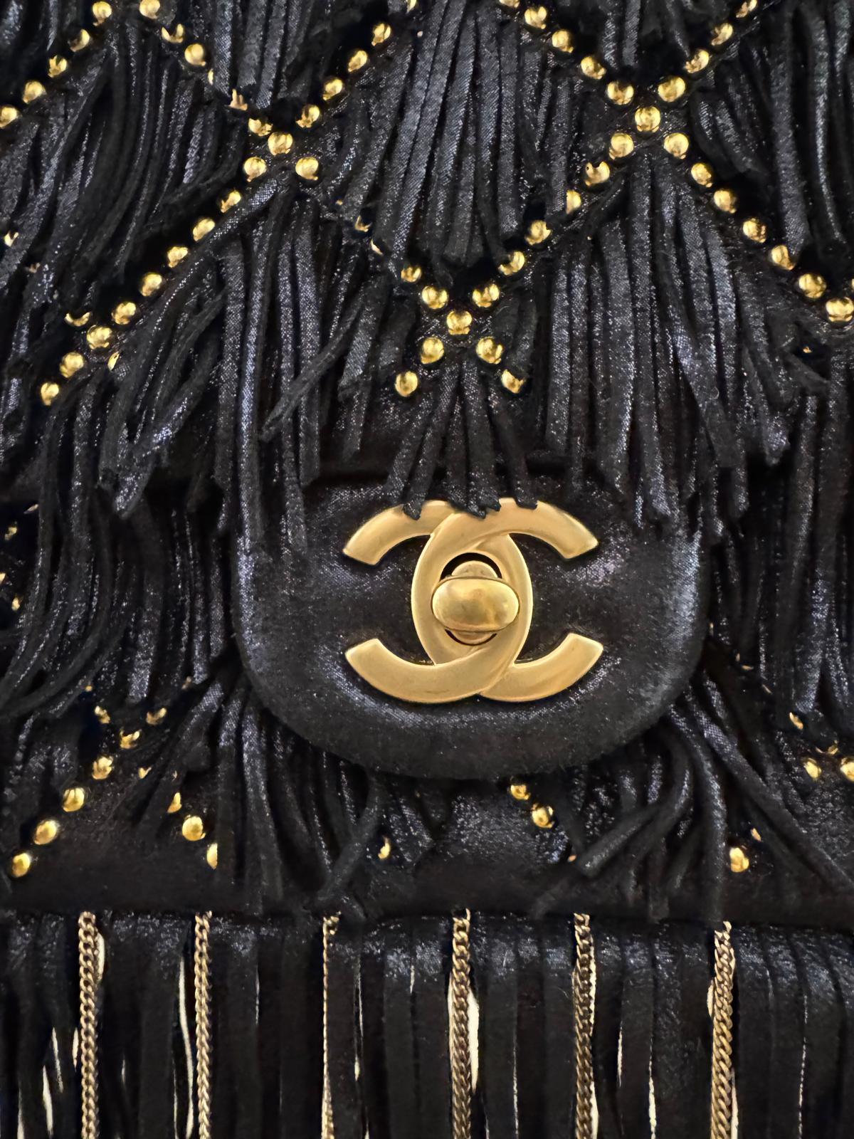 Chanel 2014 Paris Dallas Fringe Flap Bag Studded Metallic Suede