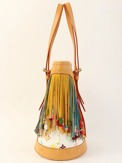 LOUIS VUITTON 2006 Made Multi Color Monogram Bucket Fringe　Blanc/Multi