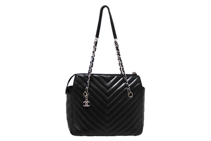 Chanel Black Chevron Lambskin Surpique Small Tote