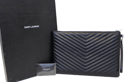 Saint Laurent Monogram Leather Black Clutch