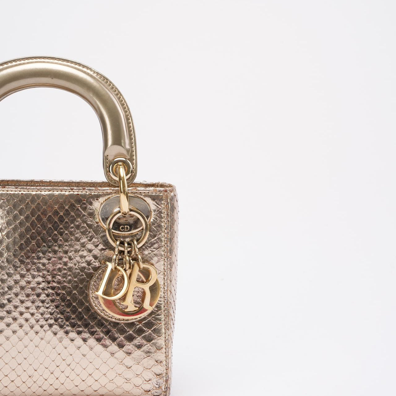 Dior Mini Lady Dior Bag Gold In Python Leather 2014