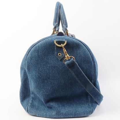 Chanel Around 1997 Made Cc Mark Stitch Charm 2Way Boston Bag Indigo