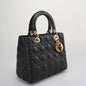 Dior Black Lady Dior Bag In Medium Size Cannage Lambskin Leather With Goid Hardware From 2016