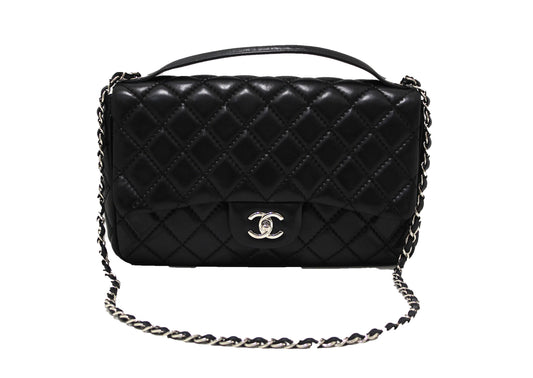 Chanel Black Quilted Lambskin Easy Carry Jumbo Flap Bag