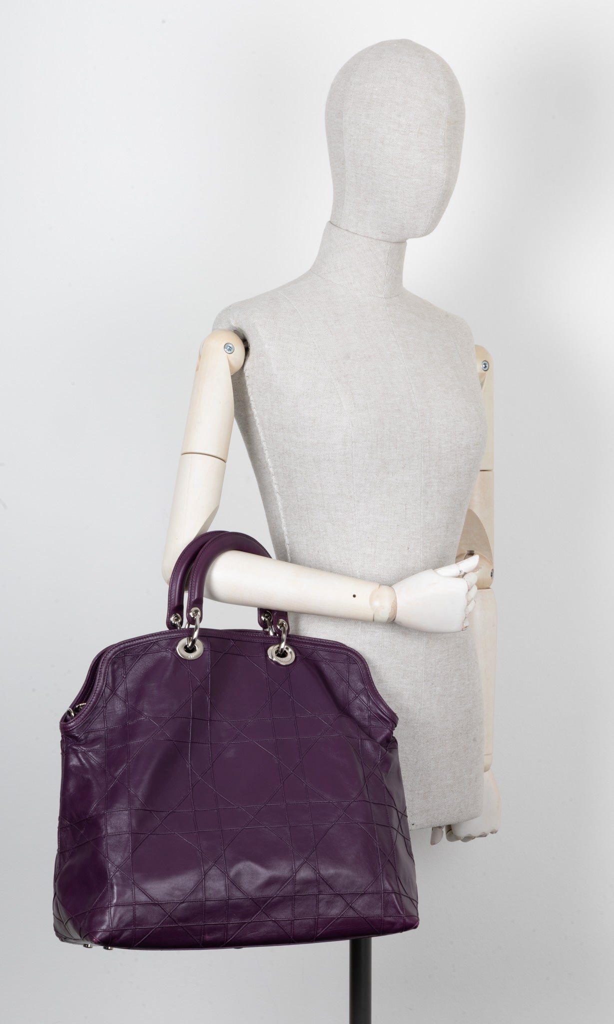 Christian Dior Granville Cannage Tote Bag Purple
