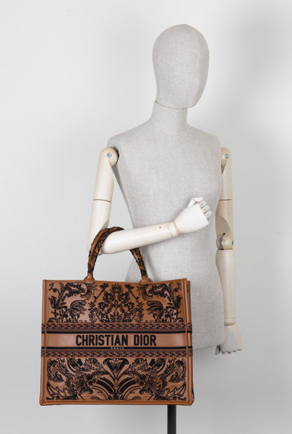 Christian Dior Large Book Tote Leather Brown Black