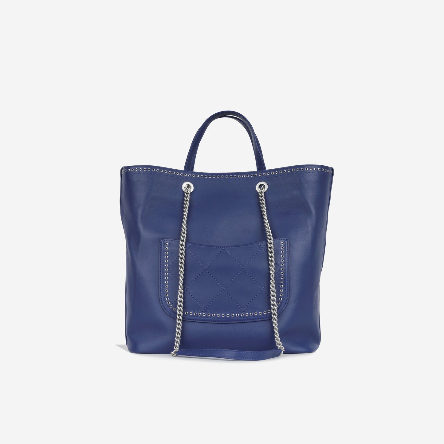 Chanel Deauville Calfskin Silver Tote Bag Calfskin