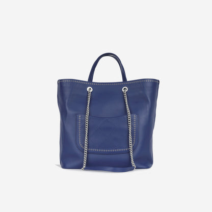 Chanel Deauville Calfskin Silver Tote Bag Calfskin