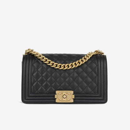 Chanel Boy Bag Lambskin Black Shoulder Bag Style 25