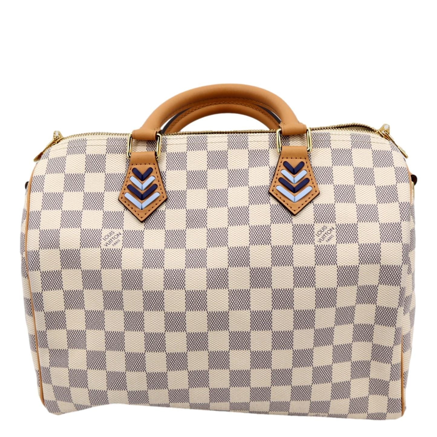 LOUIS VUITTON Braided 30 Damier Azur Satchel Bag White
