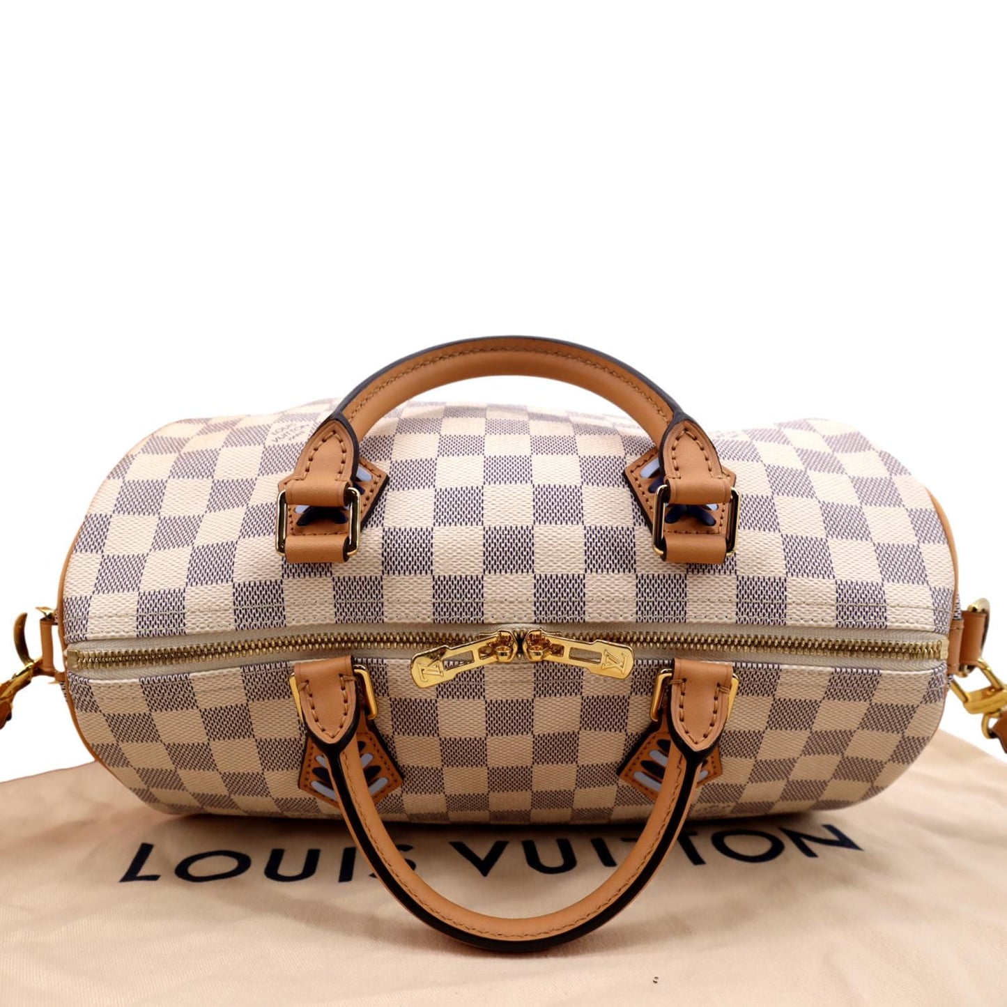 LOUIS VUITTON Braided 30 Damier Azur Satchel Bag White