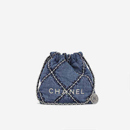 Chanel Chanel 22 Calfskin Silver Shoulder Bag