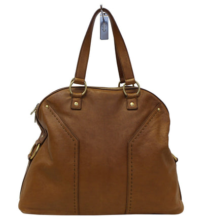 Yves Saint Laurent M Brown Leather Satchel Bag