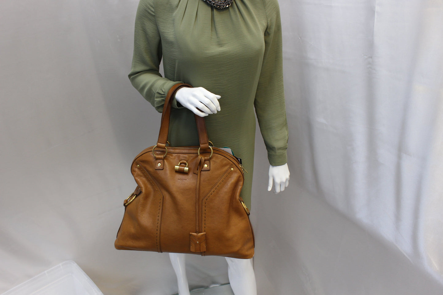 Yves Saint Laurent M Brown Leather Satchel Bag