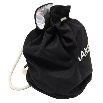 Chanel Black Logo Canvas Big Drawstring Cosmetic Bag