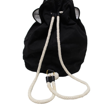 Chanel Black Logo Canvas Big Drawstring Cosmetic Bag