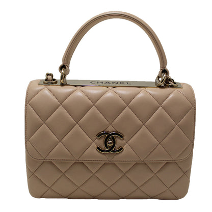 Chanel Beige Lambskin Leather Small Trendy CC Bag with Handle