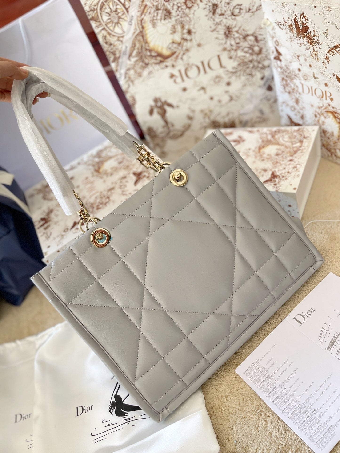 Dior Chain Leather Tote Bag