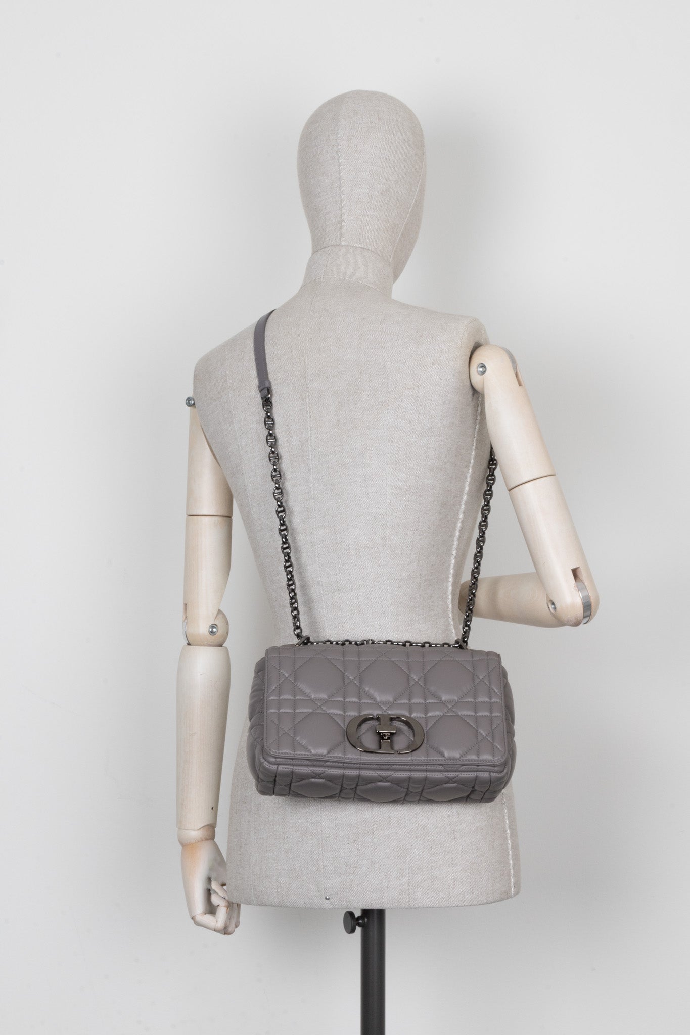 Dior Caro Cannage Grey Shoulder Bag