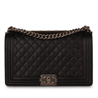Chanel Boy Bag Lambskin Black Shoulder Bag Style 3