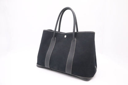 Hermes Garden Party 36 Bag In Black Canvas
