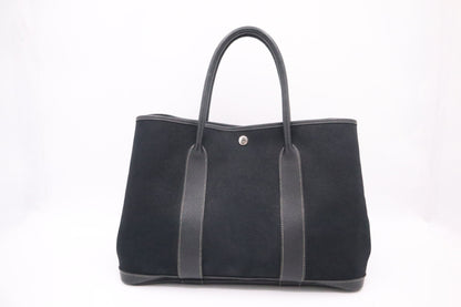 Hermes Garden Party 36 Bag In Black Canvas