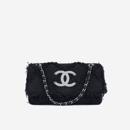 Chanel Classic Flap Tweed Black Shoulder Bag Style 3