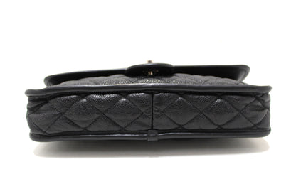 Chanel Black Quilted Caviar Leather Riviera Flap Shoulder Bag