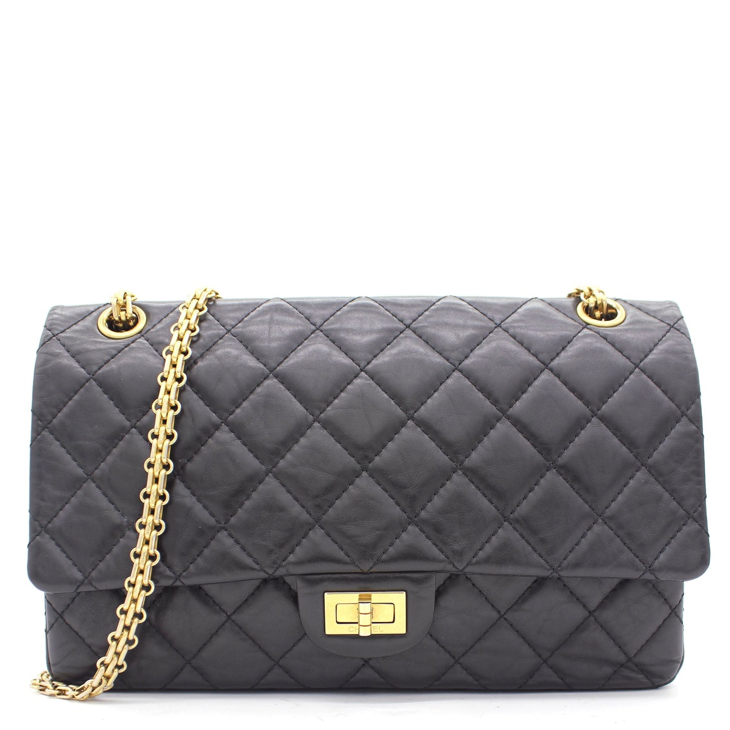 Chanel Black Quilted Crinkled Leather 226 Classic Reissue 2.55 Flap Bag
