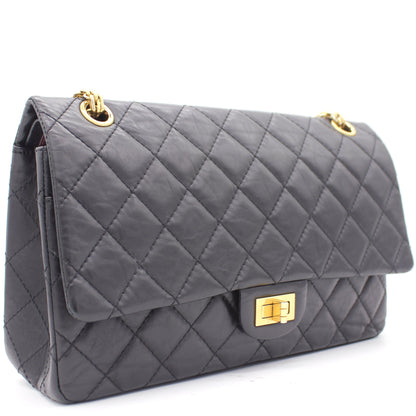 Chanel Black Quilted Crinkled Leather 226 Classic Reissue 2.55 Flap Bag
