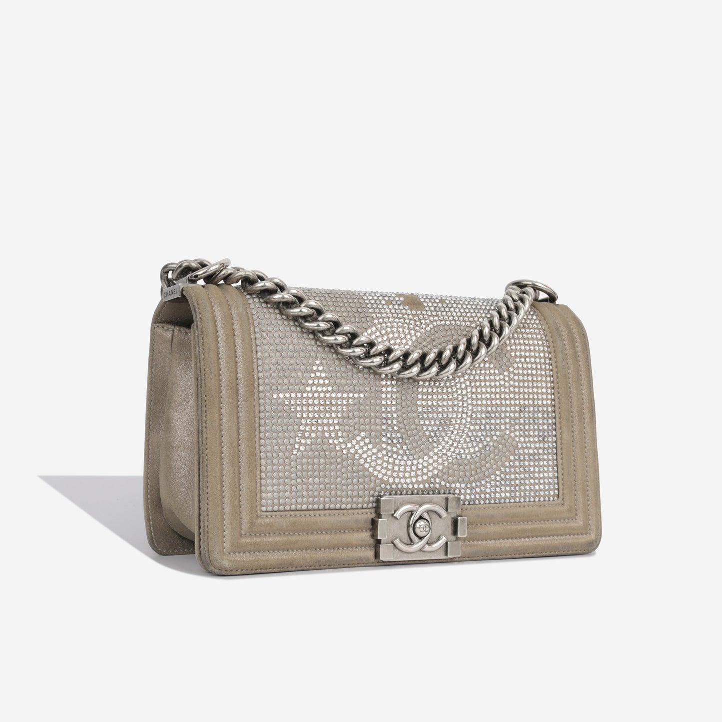 Chanel Boy Bag Lambskin Grey Shoulder Bag